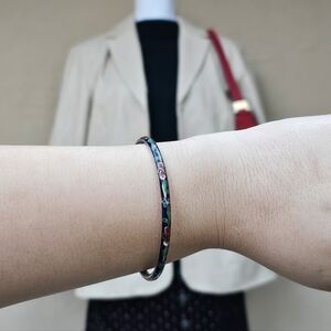 Blue Cloisonne Enamel Bangle w/ a Floral Design